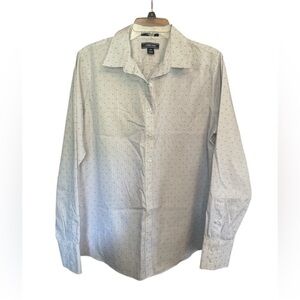 Women’s Lands' End Classic 100% Cotton White Pin Strip Button Down Shirt